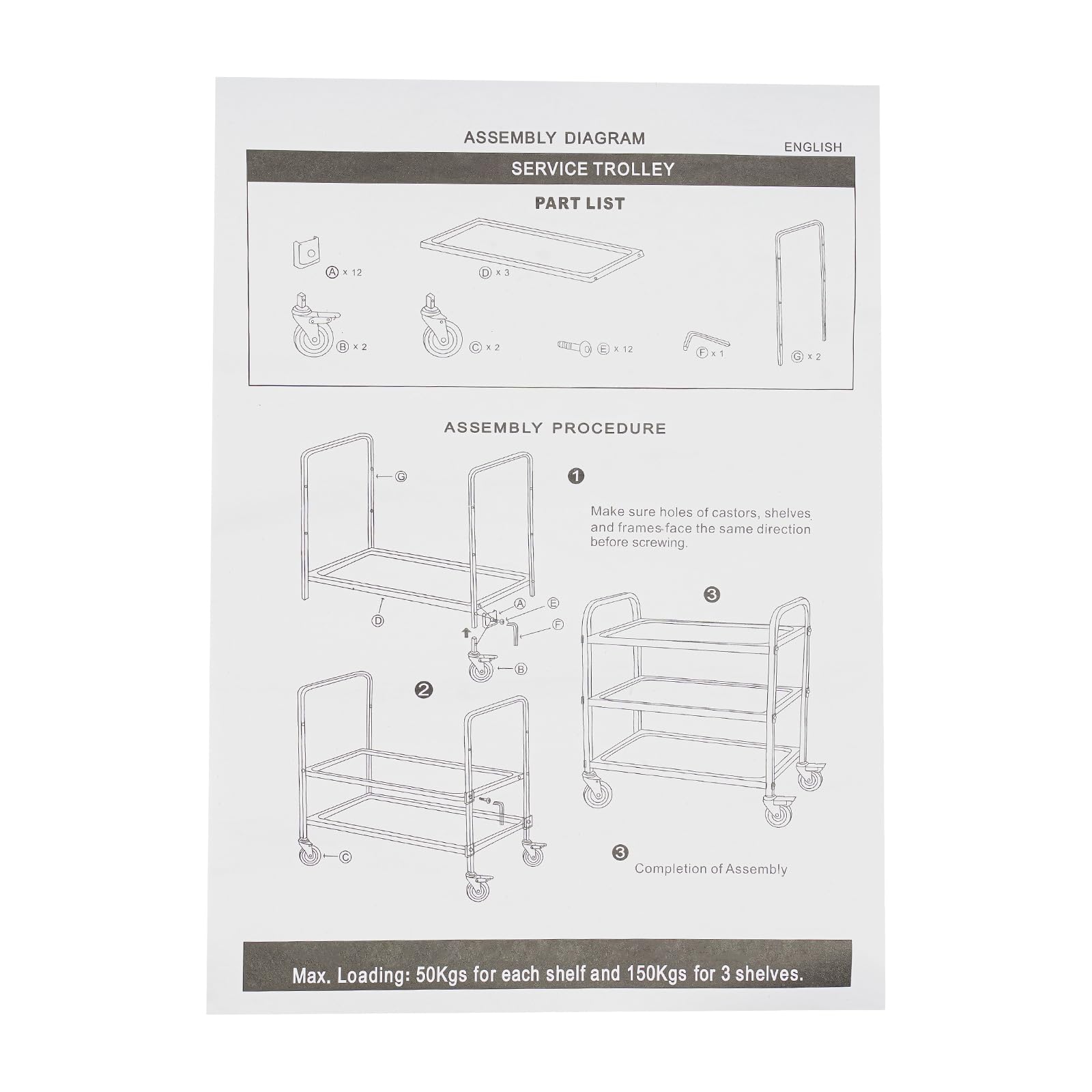 OUKANING Carro de cocina de acero inoxidable con 3 estantes, carro de servicio de alta capacidad de carga y ruedas silenciosas, isla de cocina móvil y estante de cocina para microondas, cocina