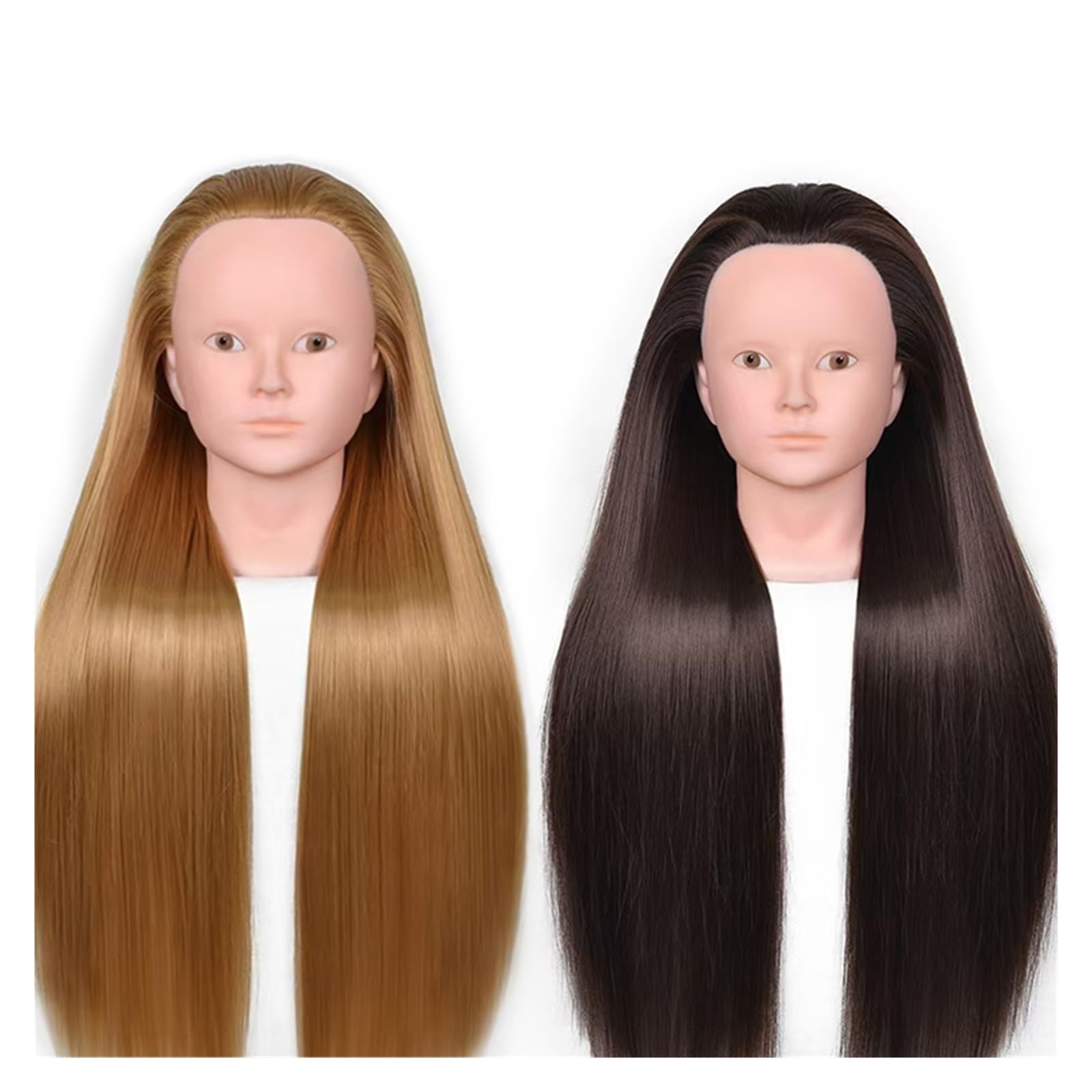 Schönheits-Mannequin-Übungspuppenkopf | Mit Tischständer und Haarstyling-Set 24 Zoll synthetisches Make-up(Golden)