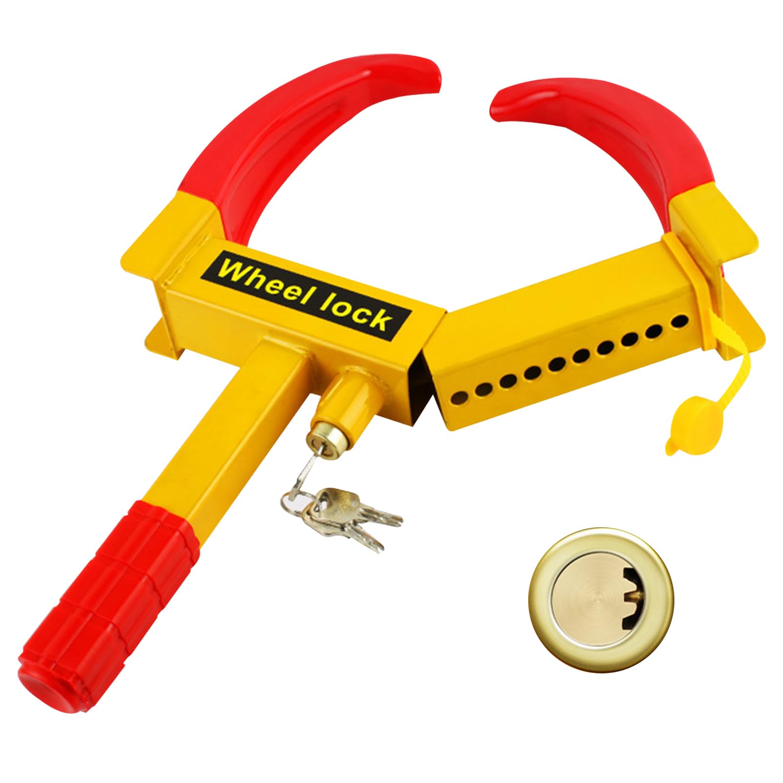 Beauenty Wheel Clamp Lock, Adjustable Width Wheel Clamp Lock with 3 Keys, Heavy Duty Anti Theft Wheel Lock for Cars Trailers SUV Motorcycles (Style 1)