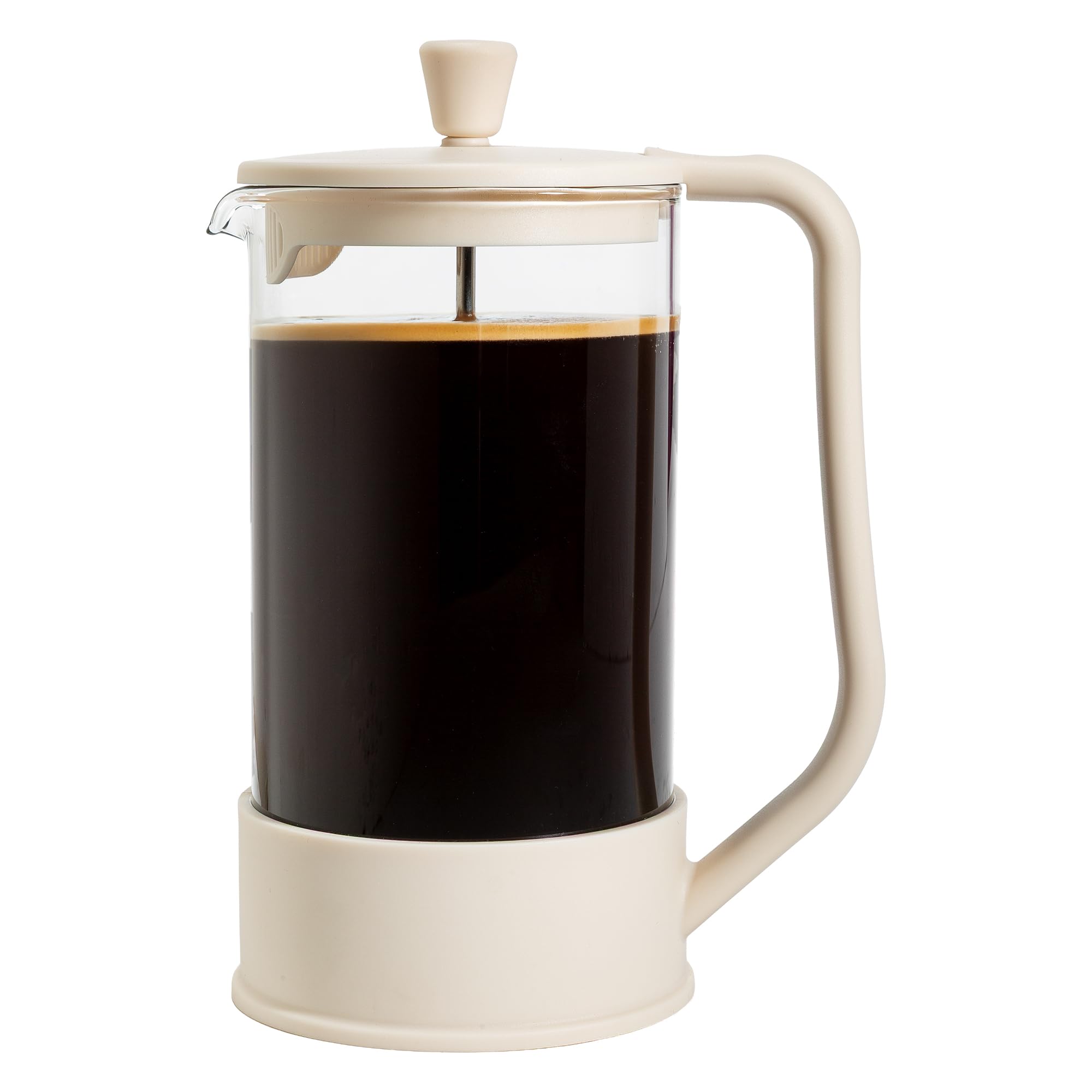 French Press Coffee Maker, Heat Resistant Borosilicate Glass with Stainless Steel Filters, 8 Cup, 34 oz, Cream