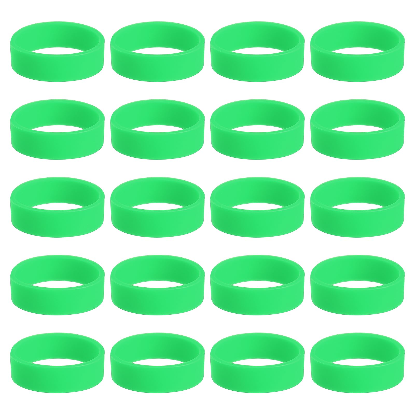 sourcing map 30Pcs Silicone Rubber Bands Non-Slip 1.22 Inch Flat Elastic Rubber Wrapping Bands for Books, Traps, Art, Cord Wraps, Green