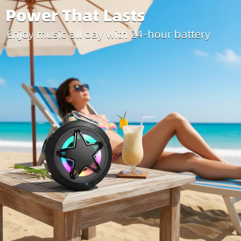 EBODA Bluetooth Shower Speaker, IP67 Waterproof Portable Speakers, Floating, TF Card, Small Outdoor Speaker with LED Light for Bike, Beach, Paddle Board, Kayak, Gifts for Kids, Boys, Teens, Men 7