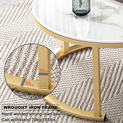 Table basse ronde en verre avec cadre en métal robuste - 6