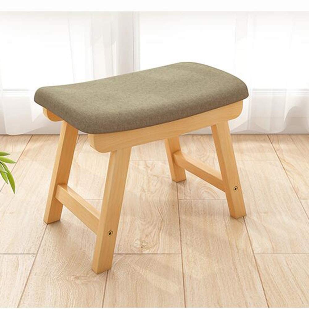 Tabouret bas en bois massif et tissu pour le salon