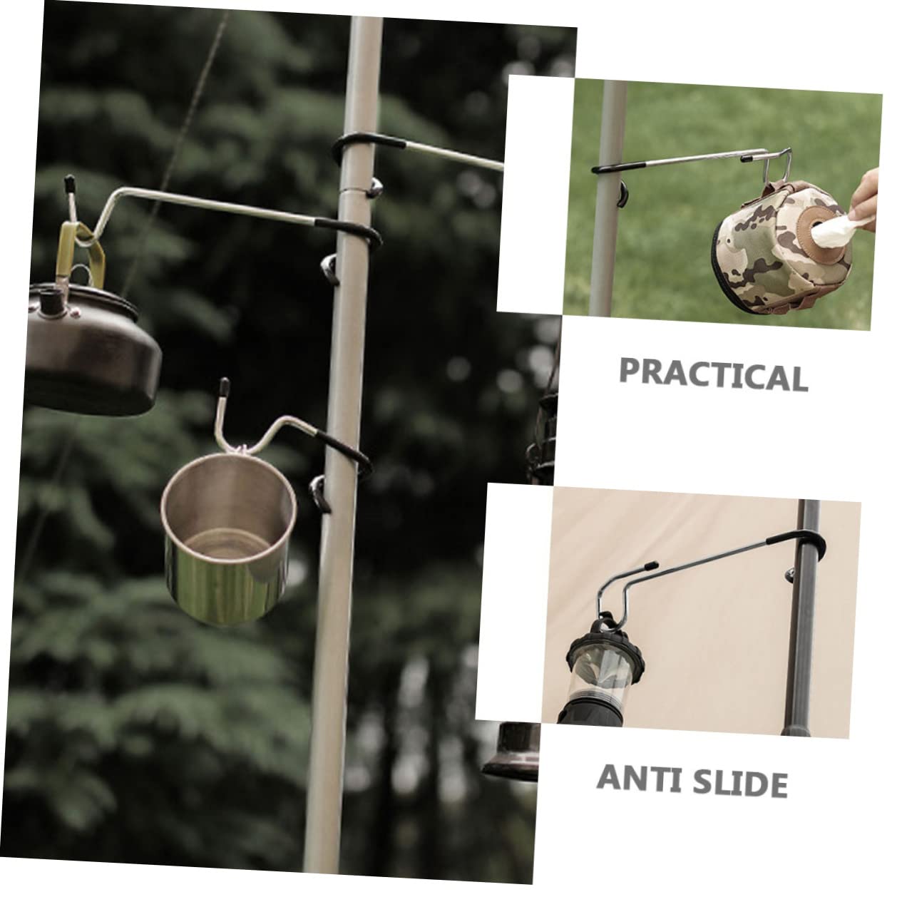 Sosoport 2Pcs Outdoor Professional Lantern Hooks Durable Skid Camping Accessory Portable Multi Functional Hangers for Lanterns Bags and Decorations Easy to Install