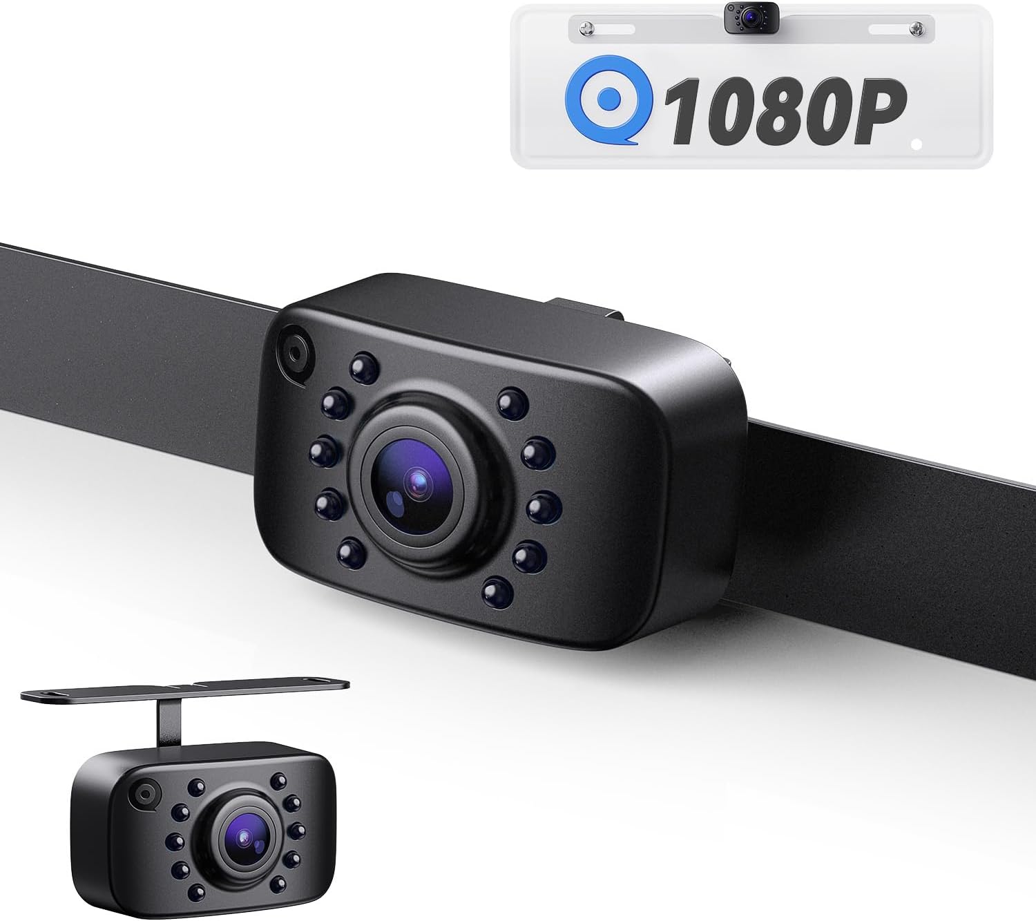 eRapta HD 1080P Backup Camera,AHD Compatible,License Plate Rear View Camera for Car