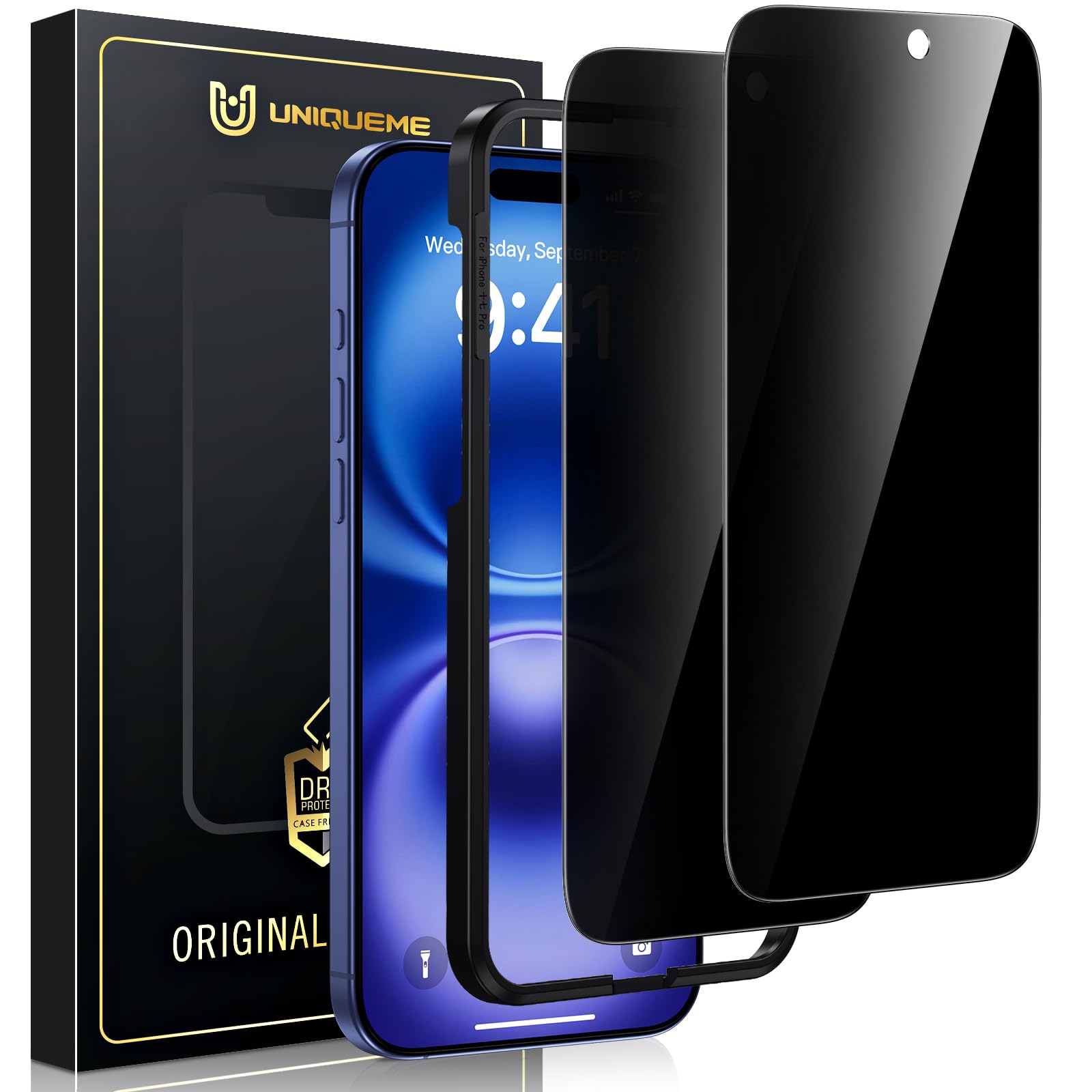 UniqueMe für iPhone 16 für Panzerglas Sichtschutz - Sichtschutzfolie