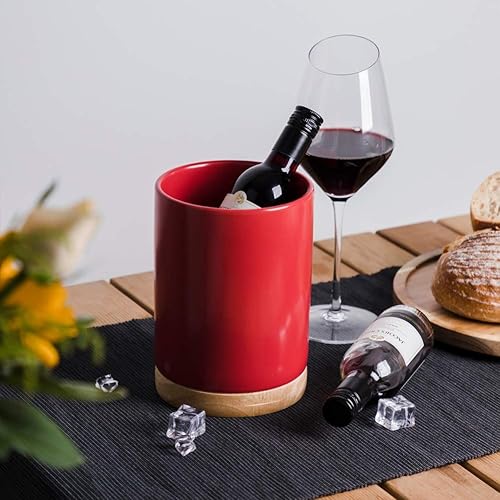 Miniatura 5 de Sweejar Soporte para utensilios de cocina con parte inferior de madera, vajilla de cerámica de 6.7 pulgadas para sostener espátulas para encimera de