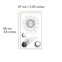 Vista 4 de Realistic Moon Sun Stars Space Planets Chain Temporary Tattoos Vertical Spine Tattoo Stickers for Women