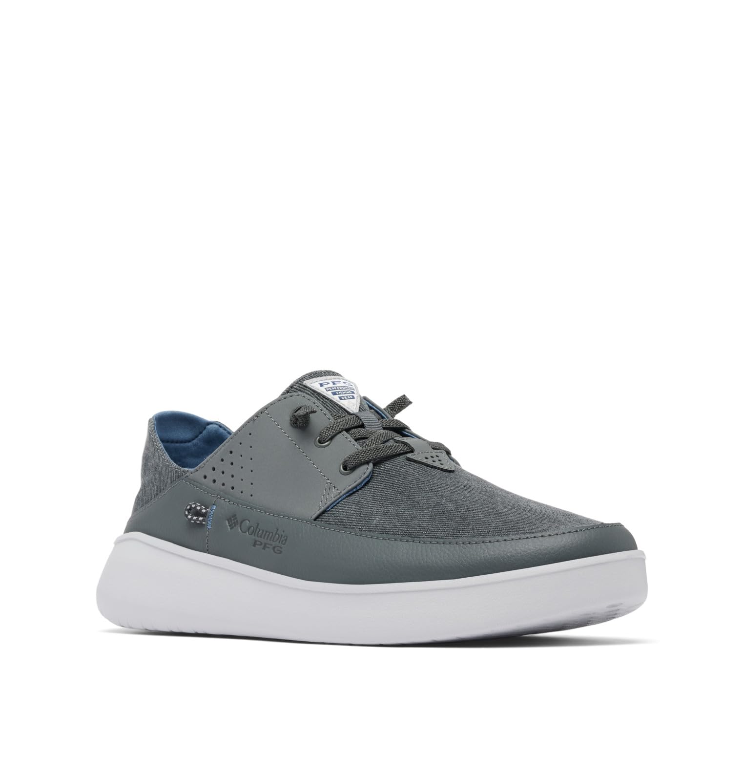 Columbia Mens PFG Boatside Relaxed Non Slip Boat Shoe, Grill/Mountain, 15