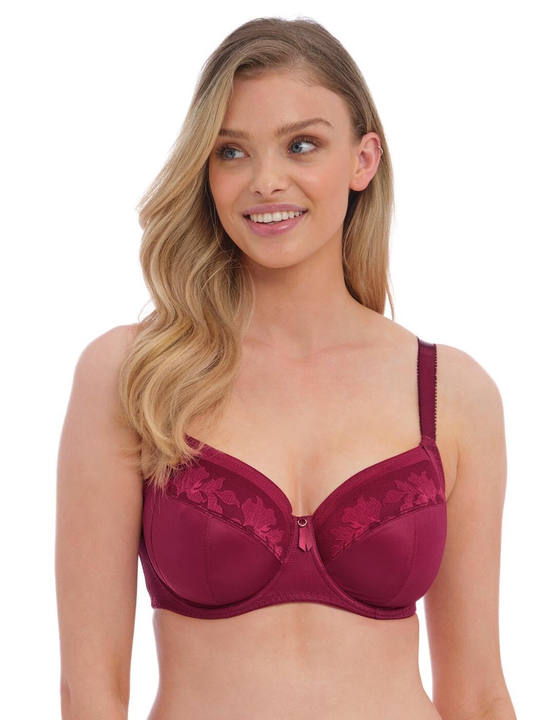Fantasie Women's Illusion Underwire Side Support Bra Full Coverage, Sheer, Berry, 32D