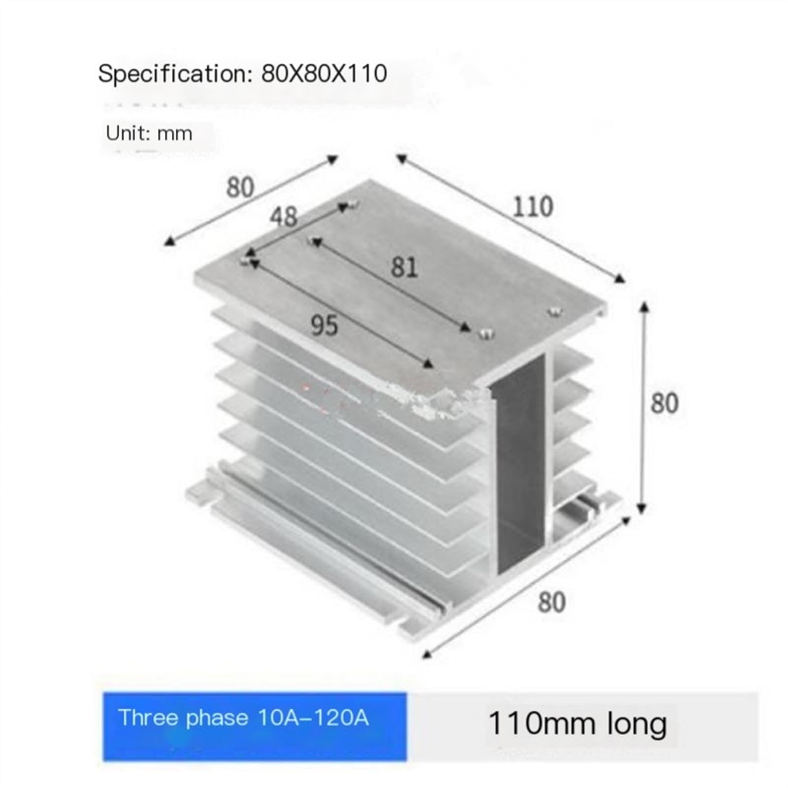 Disipadores de calor de relé de estado sólido, 1 unidad, for ventilador de radiador 10A-25A 10A-120A 40A-120A 10A-100A(110mm Length)