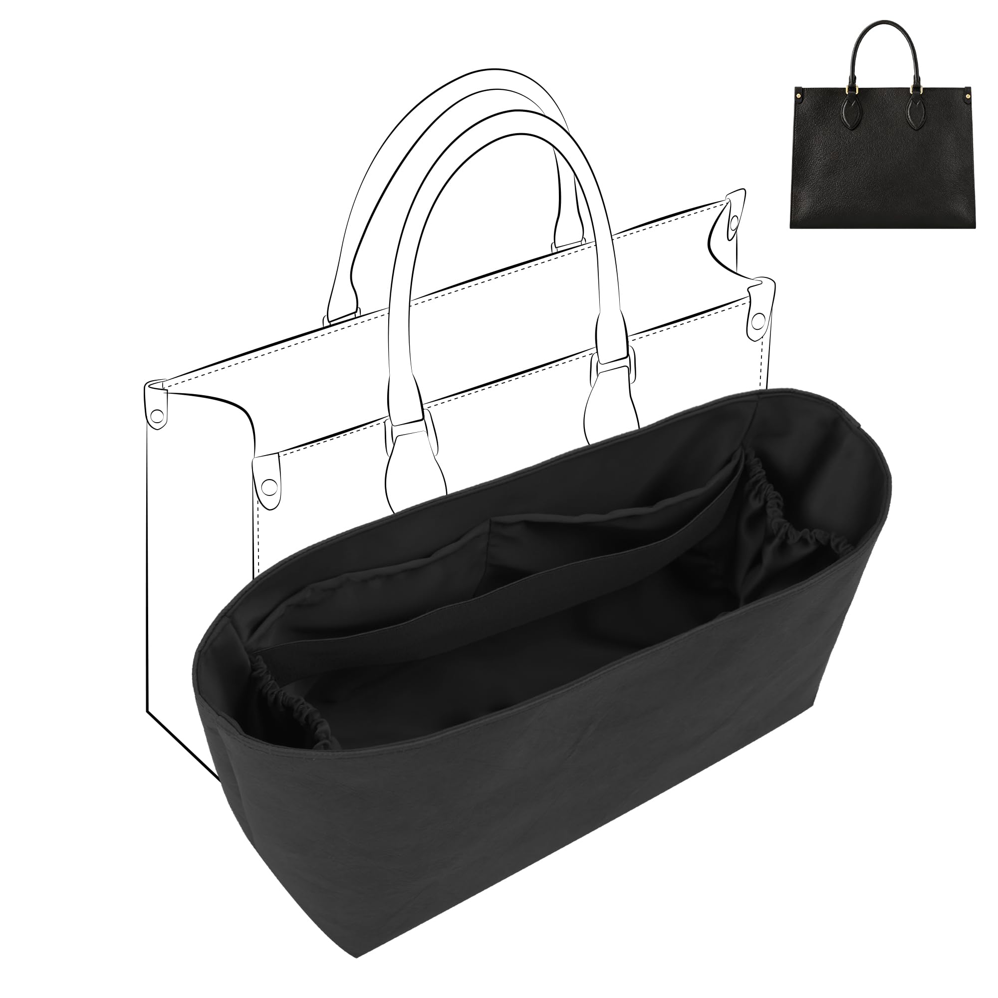 DGAZ Ligero Inserto Organizador para OnTheGo MM, Interior Bolso, Noir