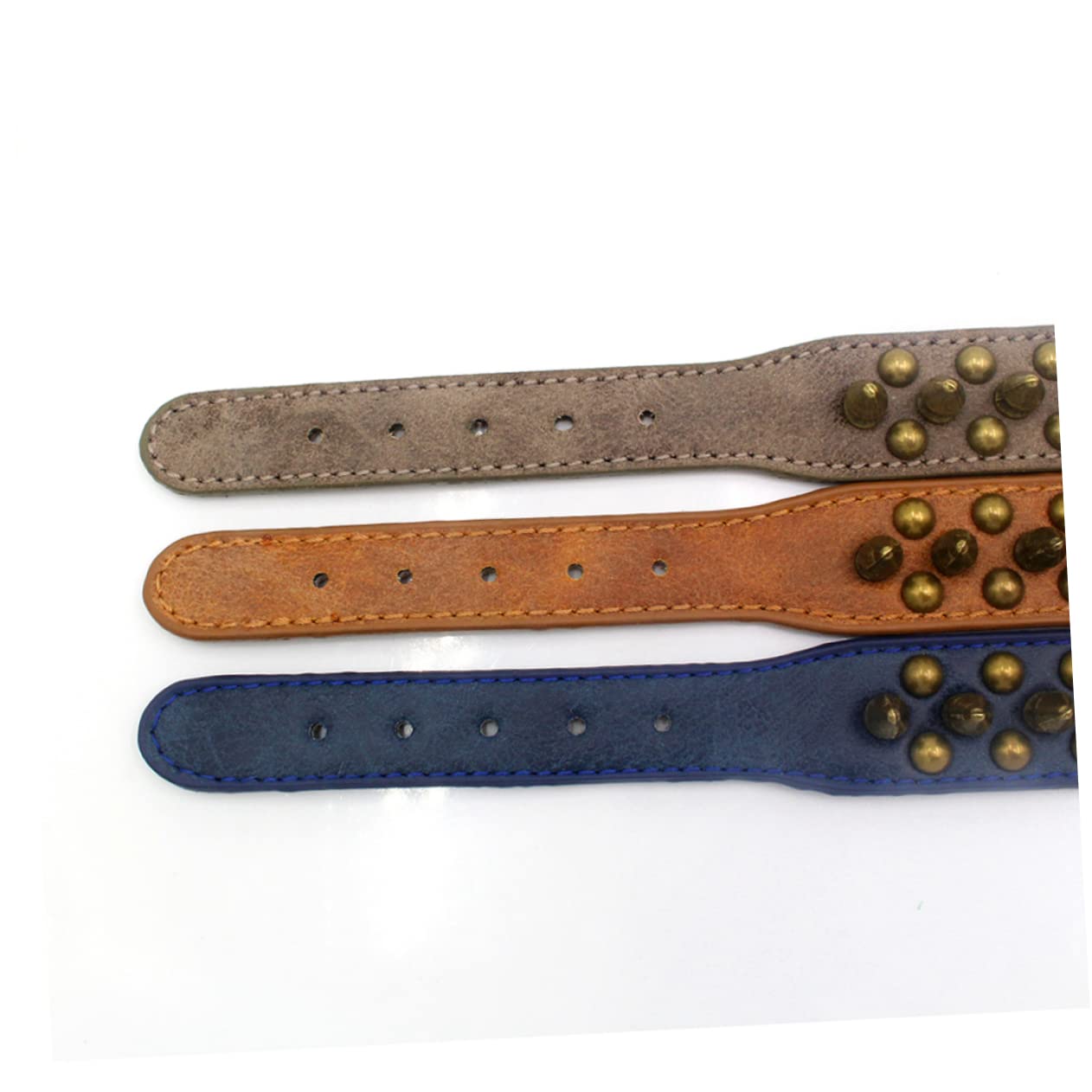 FRCOLOR Collar De Perro con Remaches Elegantes De 3 Piezas Collar para Mascota con Tachuelas Redondas Talla L Marrón