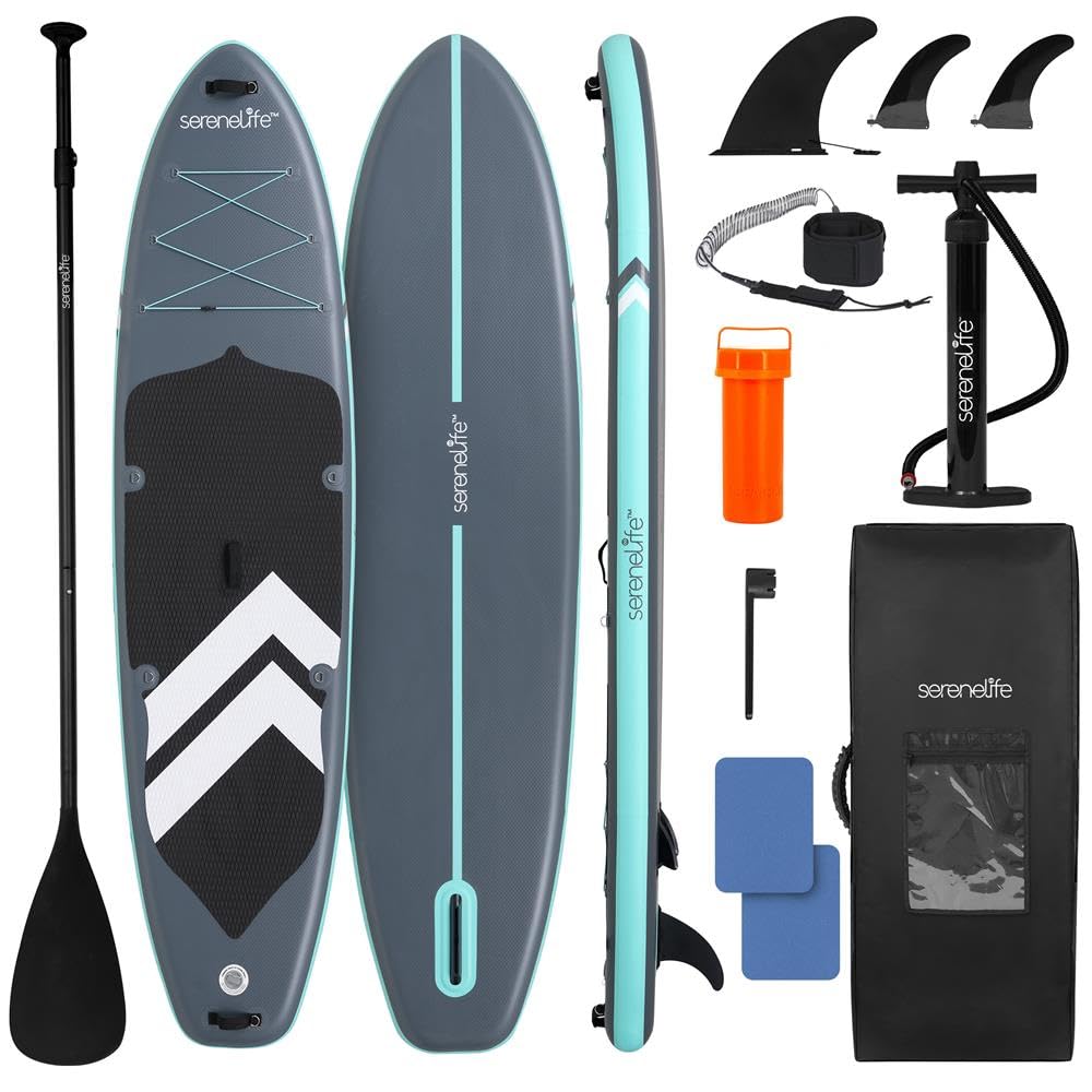 SereneLife SUP Gonfiabile XL, Tavola Sup Extra Larga per Adulti, Stand Up Paddle Board per Bambini e Animali, Deck Antiscivolo, Design Stabile e Leggero, Accessori Premium, Capacità 200 kg