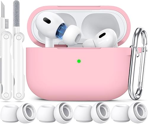 Vista 14 de Funda compatible con Airpods Pro 2 2023/2022/2019 con kit de limpieza, funda de protección de silicona para AirPod Pro con puntas para las orejas