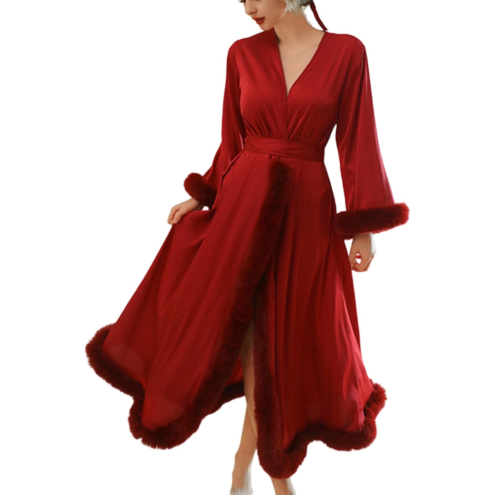 Generisch Accappatoio kimono in raso lungo per San Valentino e