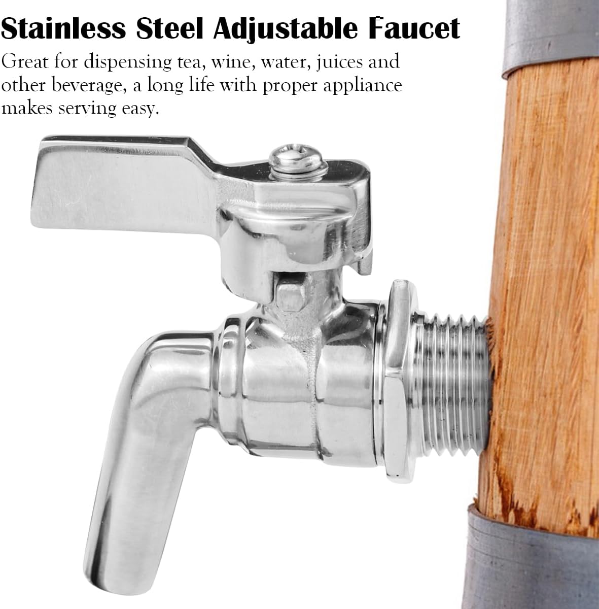 Beer Faucet, Beverage Dispenser, Stainless Steel Adjustable Spigot for Wine Beer Barrel