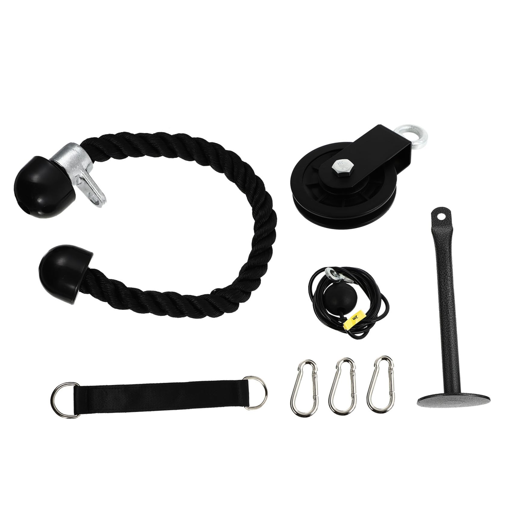Toyvian Kit de Poleas para Tríceps Cuerda de Acero Inoxidable y Nylon, Fácil de Instalar, Portátil, para Gimnasio en Casa