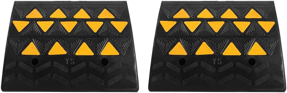 Rubber Ramp,2pcs Heavy Duty Rubber Curb Ramps Driveway Threshold Ramp for Car Vehicle Motorbike Wheelchair,49 x 37 x 15.5cm