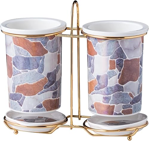 ONDIAN CHUNCIN - Kitchen Utensil Holder, Farmhouse Ceramic Cutlery Holder Utensil Pot for Kitchen Counter, Dishwasher Safe,White