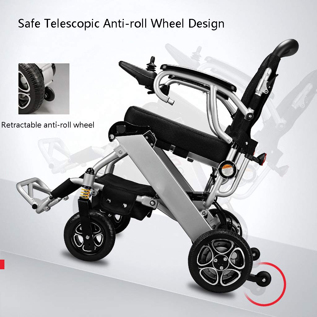Fauteuil Roulant électrique Pliable Ultra léger - Approuvé par Les compagnies aériennes, Coussin Confortable, Moteurs puissants sans balais, Double Batterie, Tout Terrain