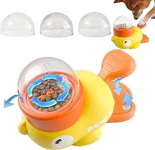 2-in-1 Interactive Dog Puzzle Toy & Slow Feeder, Entenform Interaktive Futterspender, Slow Feeder Hund Intelligenzspielzeug, Duck Dog Treat Food Dispenser with Button product image