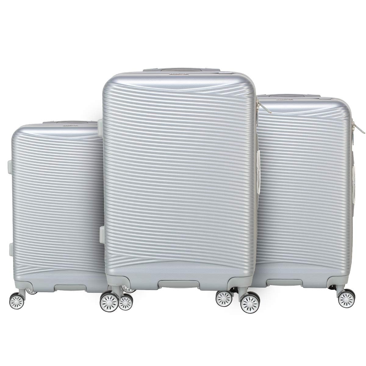 V-Lite Firestone Combo Set of 3 (Cabin + Medium + Large Check-in) Metallic Silver Hardsided Trolley Bags for Travel, Suitcases with Spinner Wheels, Anti-Theft Luggage (20/24/28 Inche) discount deal