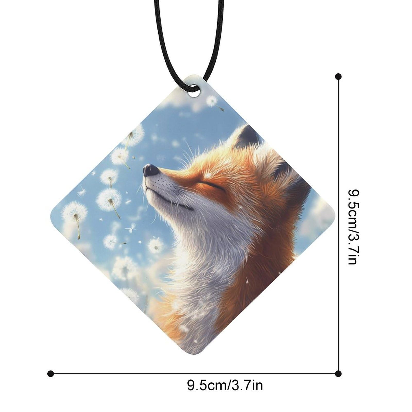 Dandelion Fox Car Air Freshener Hanging Aromatherapy Tablets for Car Accessories Rhombus