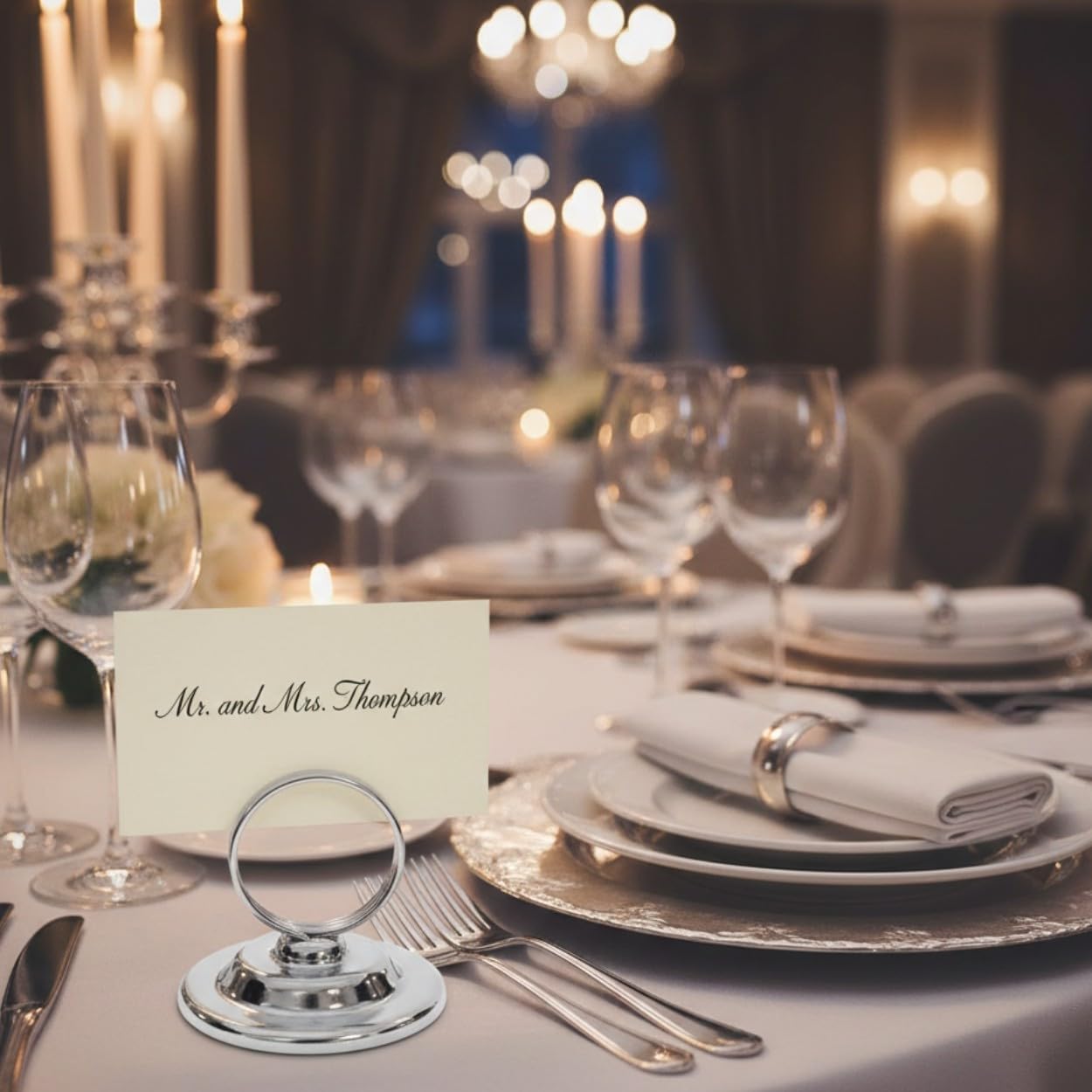 TrueCraftware- 2-1/4" Ring Style Table Sign Menu Holder Steel Wire Ring Nickel-Plated Base Set of 12- Table Number Holder Display Table Card Holders Stand for Centerpieces Reception Party Birthday