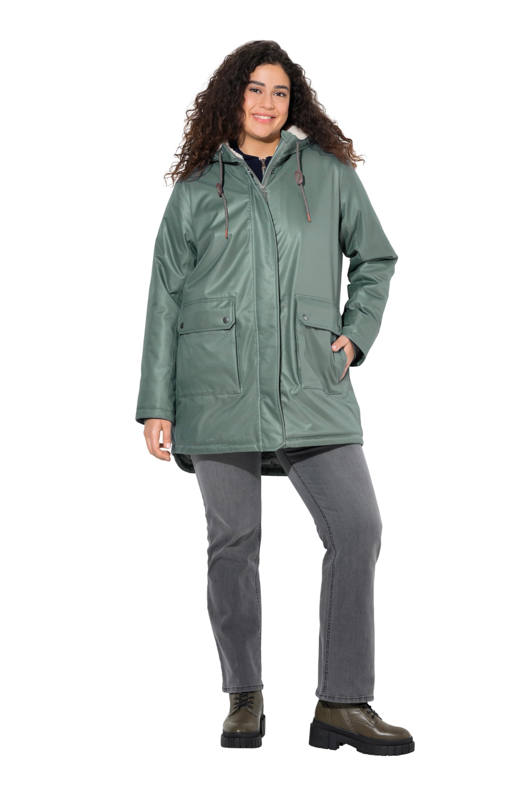 Ulla Popken Damen große Größen Übergrößen Plus Size HYPRAR Funktions-Steppjacke, wasserdicht, Teddyfleece 822104