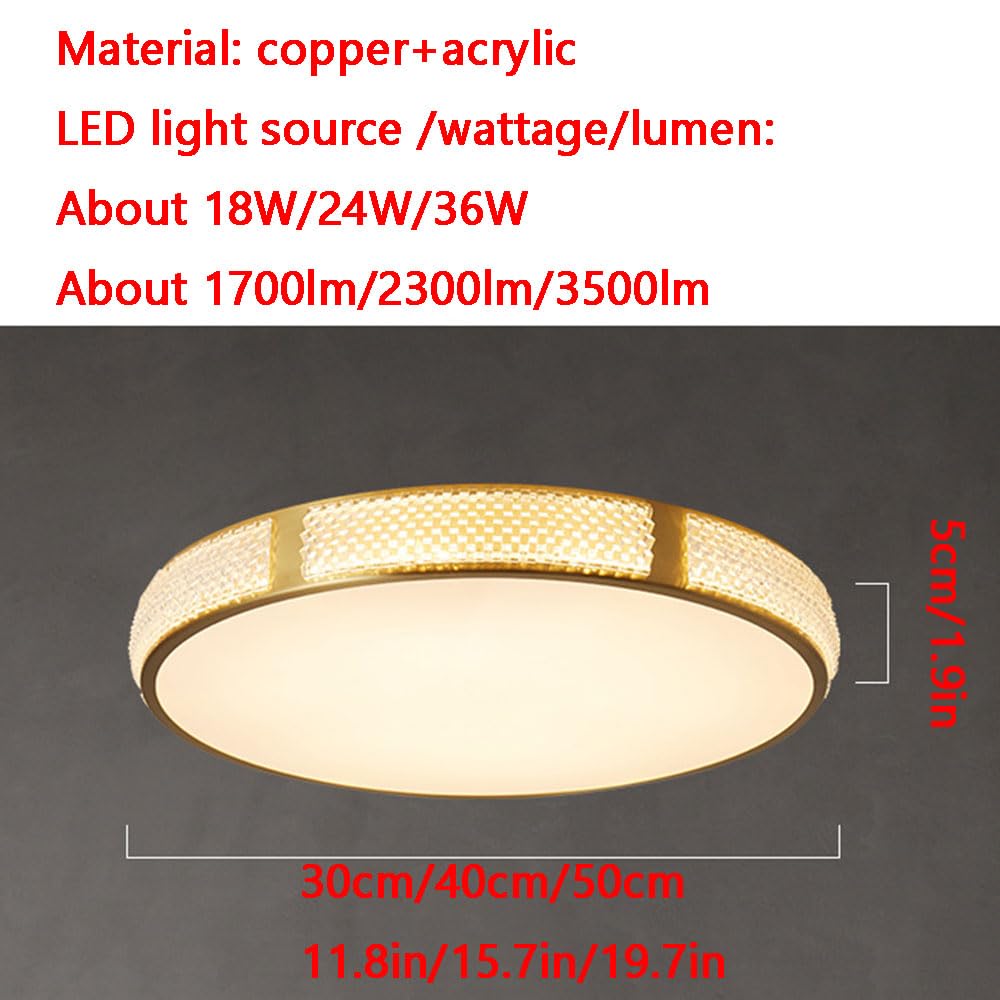 Nordic złota okrągła lampa sufitowa LED z akrylowym kloszem dekoracyjne kryształowe oświetlenie sufitowe ciągłe ściemnianie 2700K-6000K do wyboru do wejścia na balkon