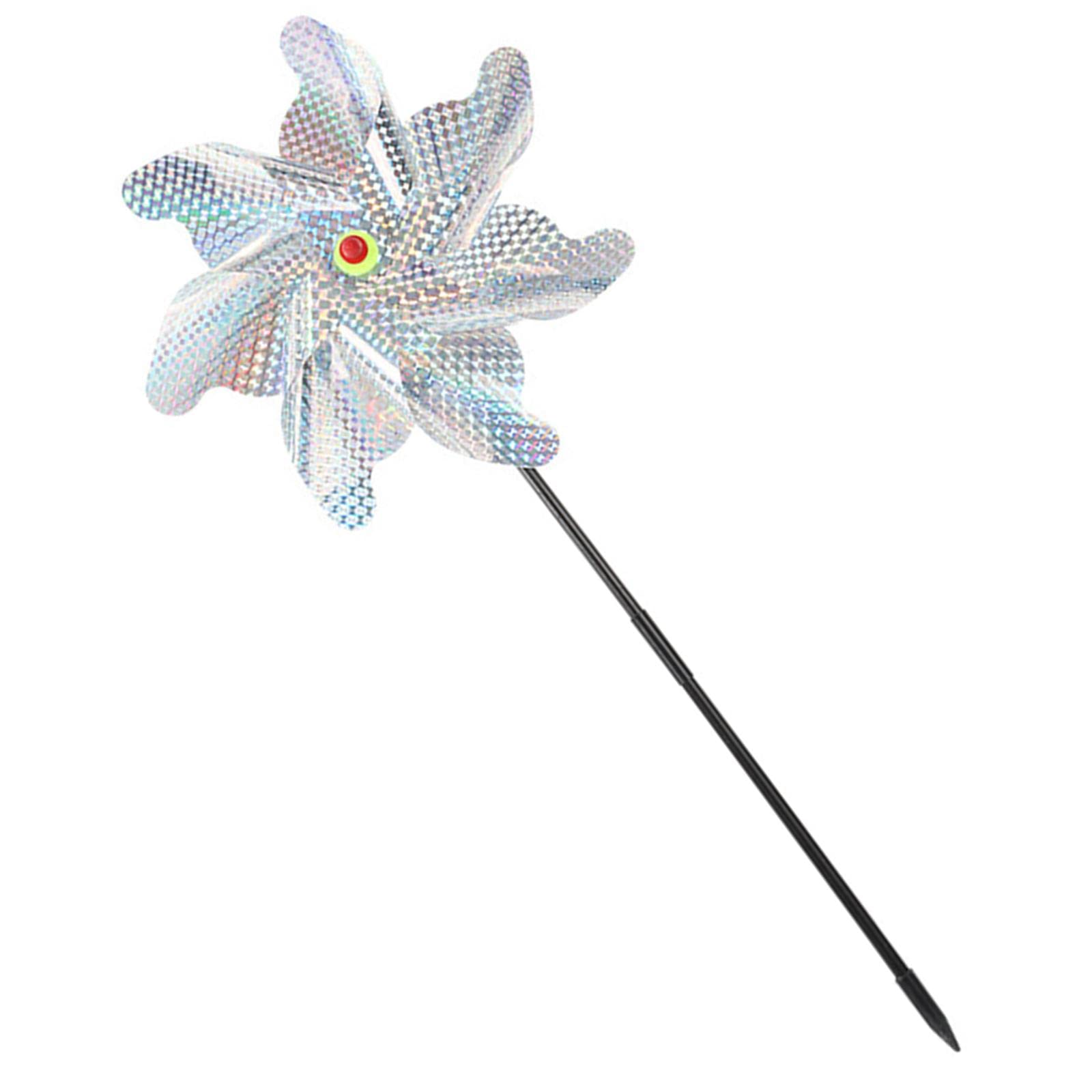 Reflective Pinwheel Wind Spinner Silver Sparkly Garden Yard Farm Bird Repellent Lawn Decor-image-15