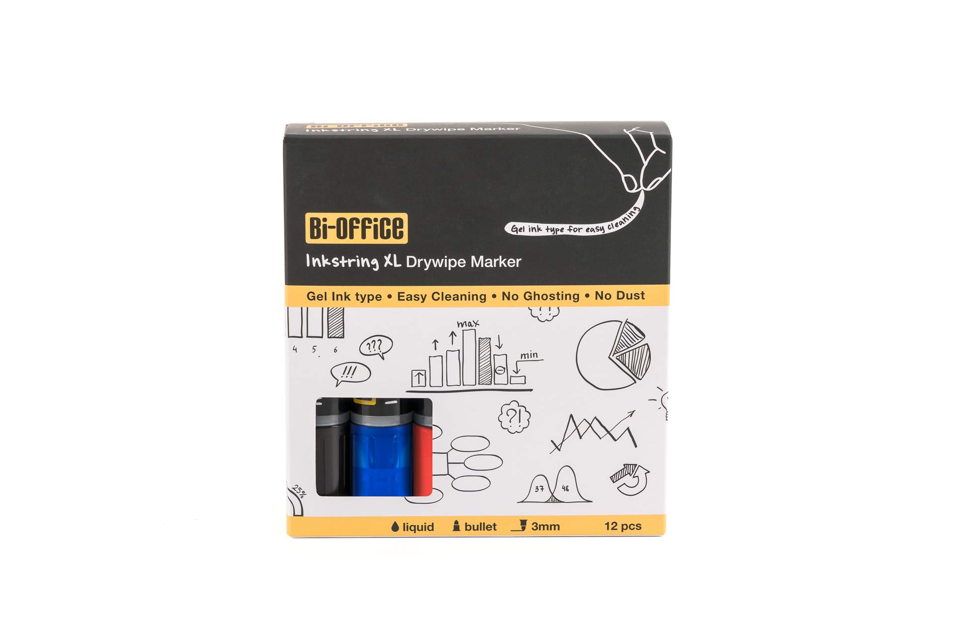 Bi-Office Drywipe Marker Assorted Colours (Pack Of 12) Pe4204