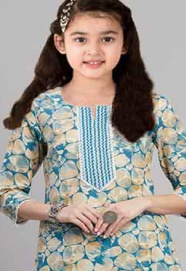 Image of Printed Ethnic Wear for Girl | Casual Wear Outfit for Girls | Girls Salwar Suit Set for Regular wear