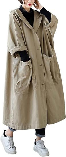 Amazon Gergeousトレンチコート レディース ゆったり ロングコート 無地 オーバーコート 春服 ジャケット カジュアル ファッション Freesizeカーキ コート ジャケット 通販