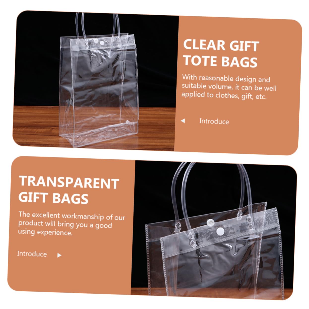 KOMBIUDA 24 Bolsas Transparentes de Pvc Reutilizables para Obsequio Asas Prácticas Tamaño Mediano Ideales para Envolver y Packaging en Fiestas