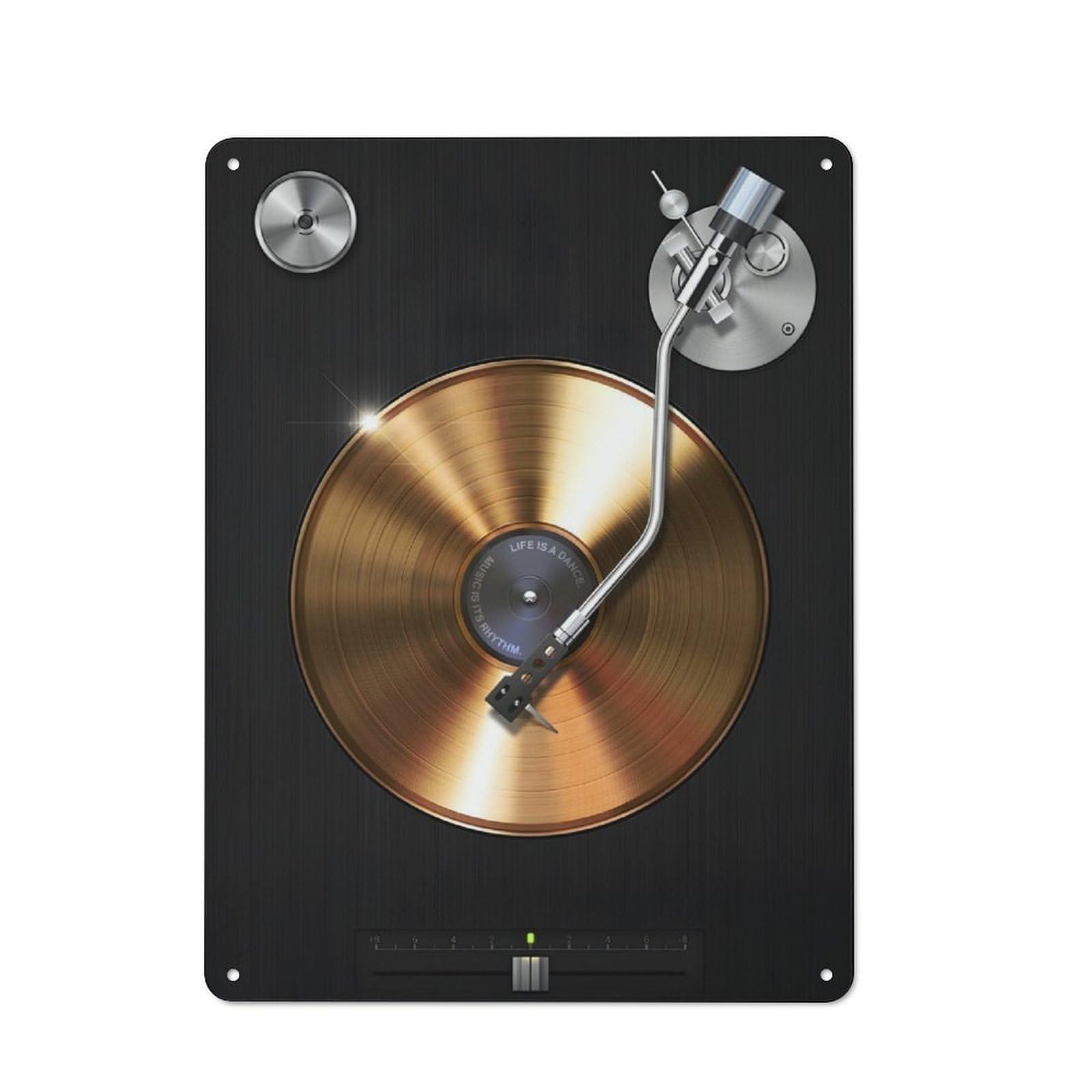 Junmoney Gold Vinyl Dj Turntable Retro Metal Gift Sign 40X30cm, Small Space Decor For Bedroom, Kitchen, Office Or Living Room