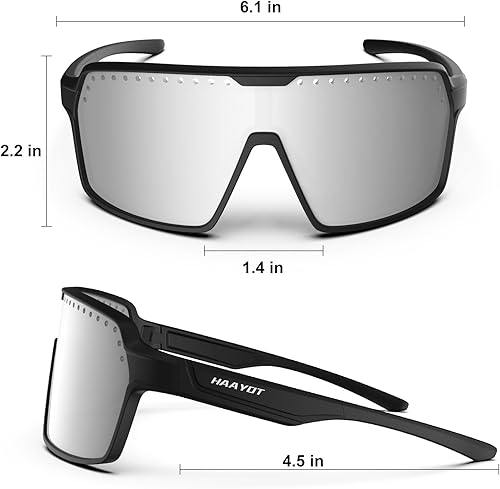 Miniatura 6 de HAAYOT Gafas de sol polarizadas para ciclismo, gafas de sol deportivas para hombres y mujeres, béisbol, correr, pesca, ciclismo, con 3 lentes,