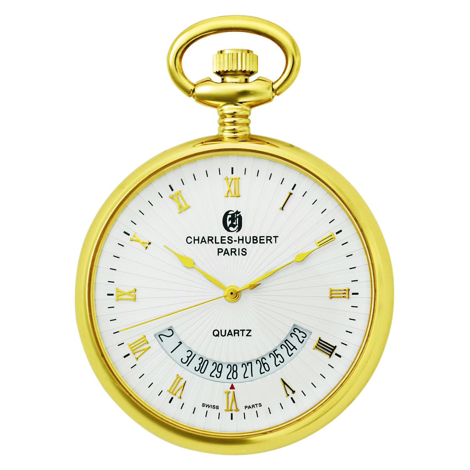 CHARLES-HUBERT PARISGold-Plated Open Face Quartz Pocket Watch, Gold, Watch,Mechanical