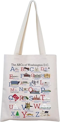MNIGIU Washington DC Alphabets Tote Bag Washington DC Souvenir Gift Washington DC Welcome Bag