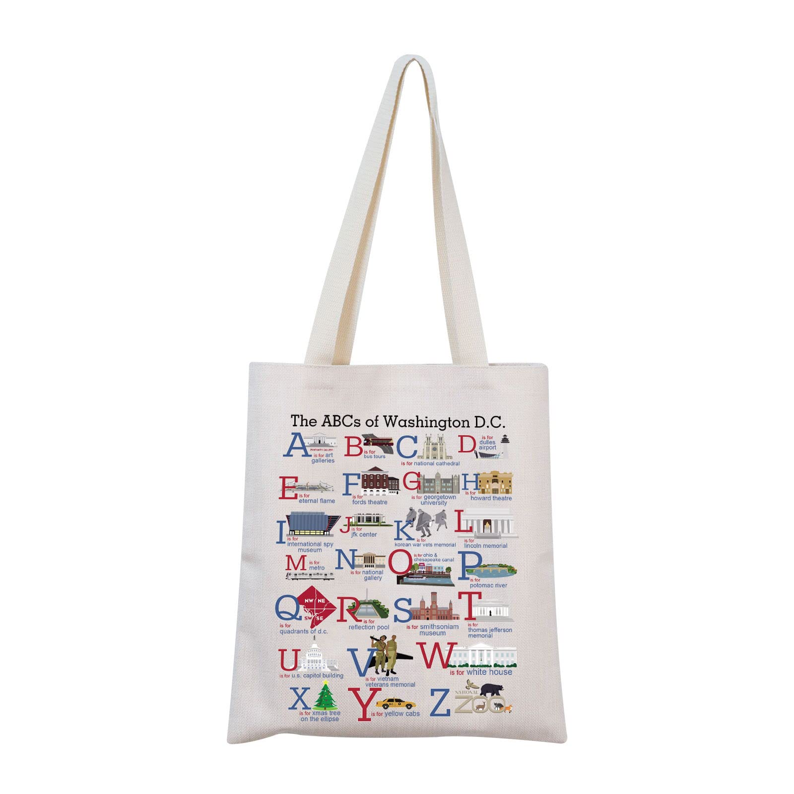 MNIGIU Washington DC Alphabets Tote Bag Washington DC Souvenir Gift Washington DC Welcome Bag