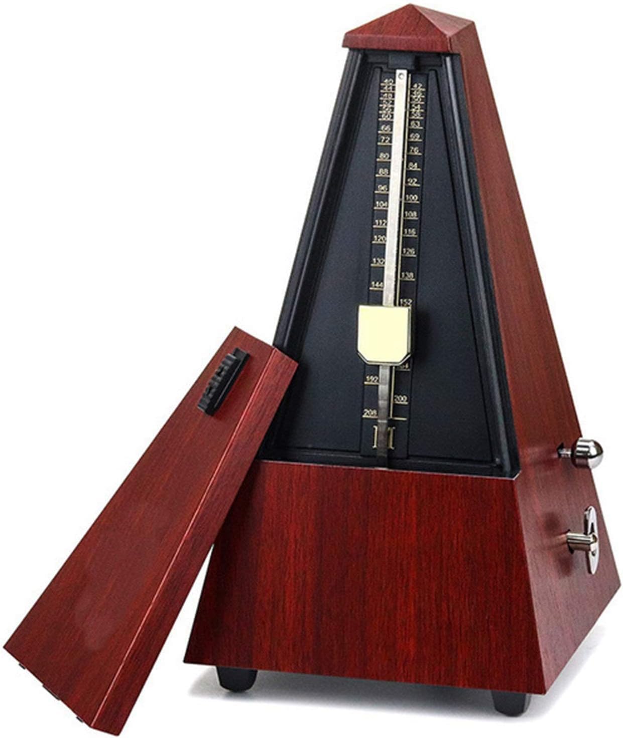 Metrónomo mecánico, tipo torre Metrónomo de guitarra Anillo de campana Piano Violín Ritmo Péndulo mecánico for piano Guitarra Tambor Anillo de campana de clic audible(Color:Mahogany)