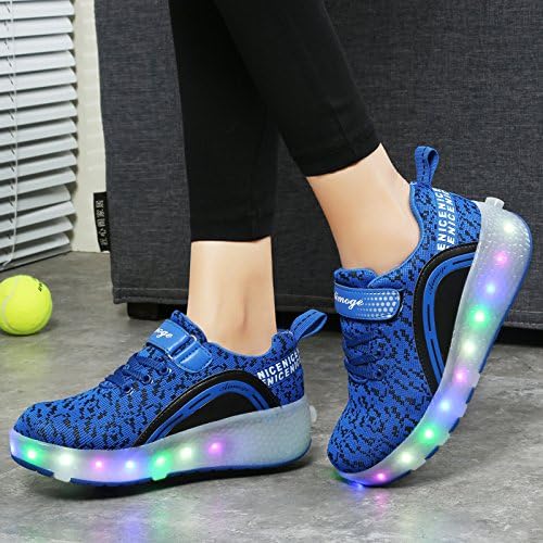 Miniatura 5 de Ylllu - Tenis de patinaje con ruedas LED USB para niños, zapatos con ruedas y luces para niños y niñas