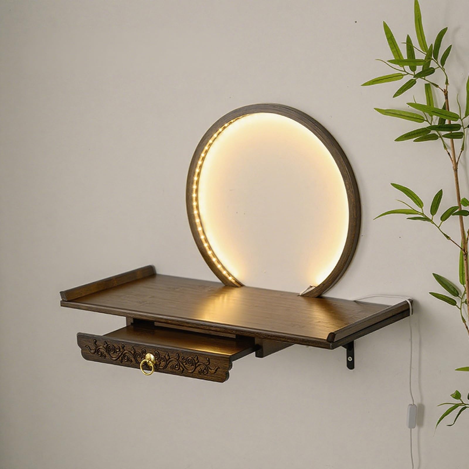 Stuijkvsz Walnut Wall-Mounted Shrine, Pet Urn, Altar Table, Buddhist Shelf, Guan Yu And Guanyin Statue Offering Buddha Stand, Home Shelf(,L)