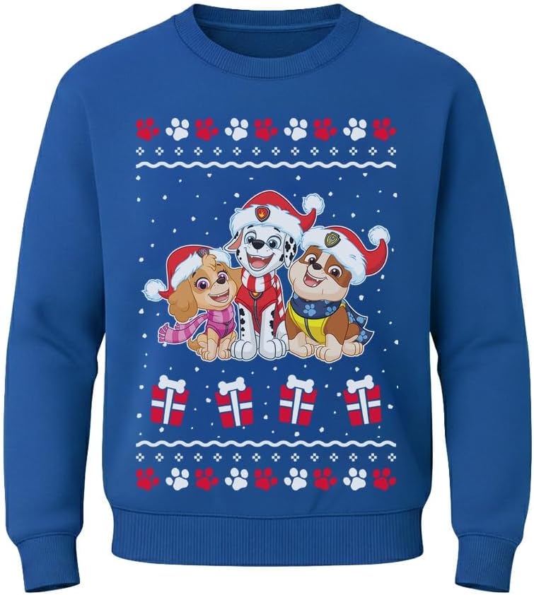 Kids Paw Patrol Christmas Sweatshirt Skye Marshall Rubble Funny Ugly Sweater Style Holiday Pullover for Toddlers and Kids