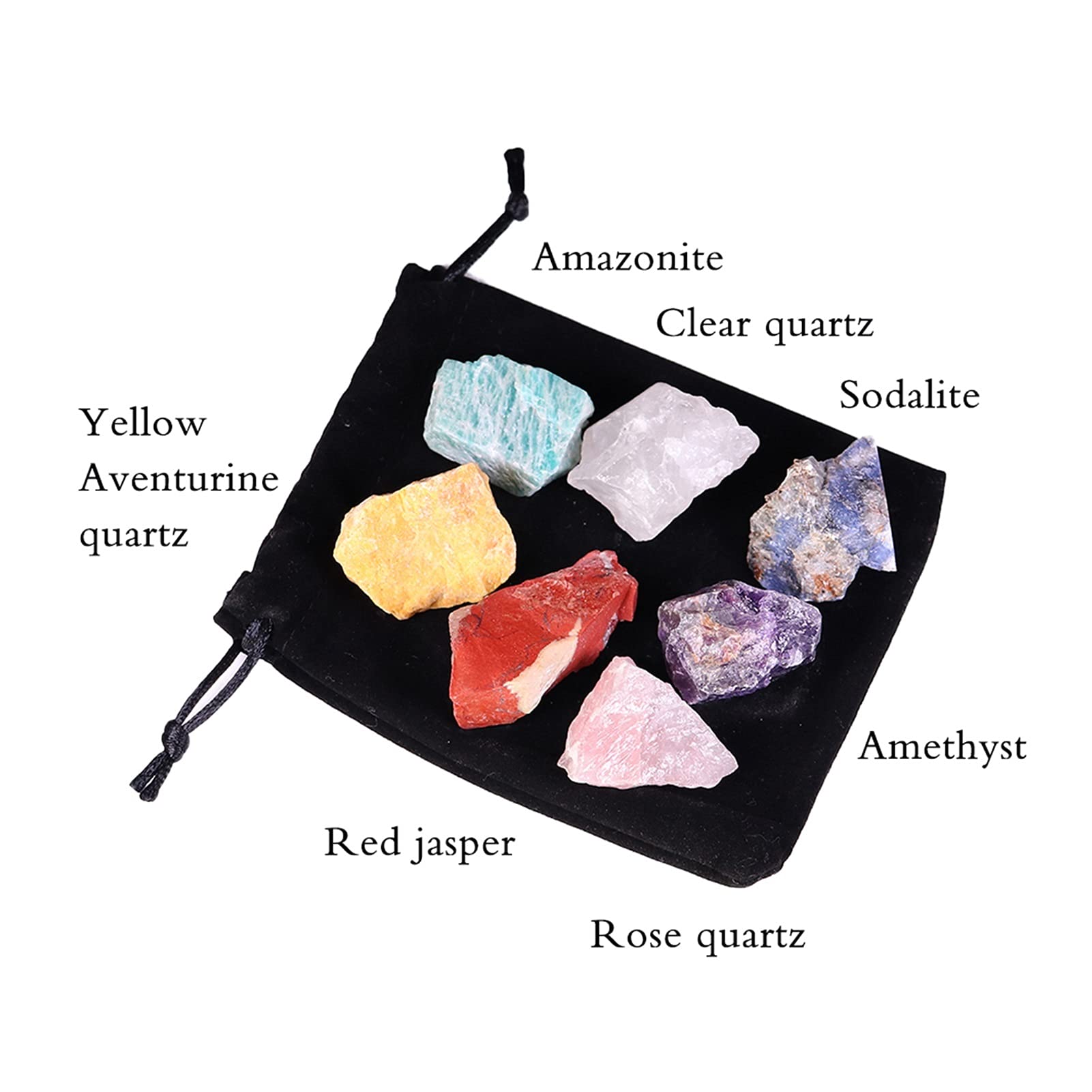 FIDEMM Cristal Natural en Bruto 7PCS / Set Piedra Preciosa Natural de Siete Colores Siete Chakras Cuarzo en Bruto Cristal sin pulir Colección de minerales de energía de Yoga