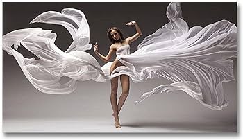 Amazon｜現代の踊る女性のボディーアート絵画の背景リビングルームの家