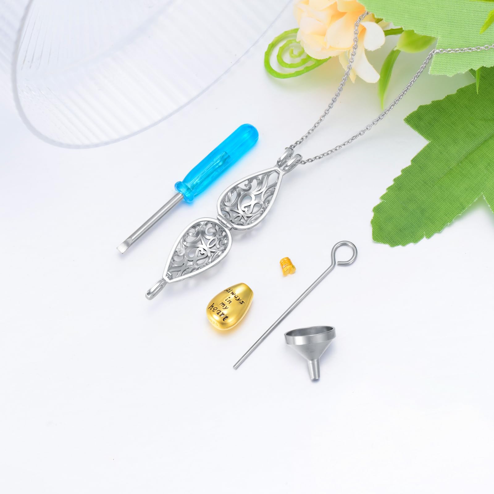 VONALA Filigree Urn Necklace for Human Ashes S925 Sterling Silver Hollow Cremation Jewelry for Ashes for Women Filigree Memory Ashes Keepsake Necklace Urn Jewelry for Human Ashes - Image 3