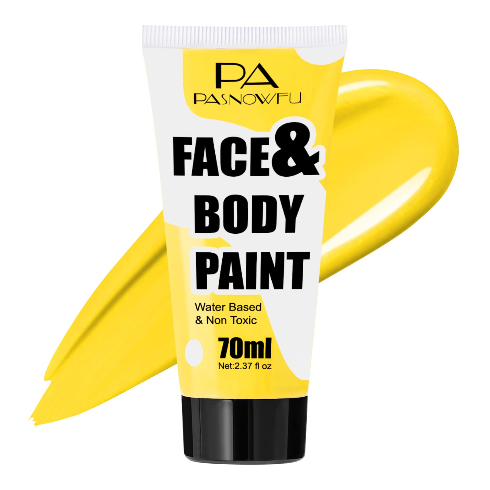 PASNOWFU Yellow Face Paint 70ml Large Tube, Water-Based Full Coverage Body Paint for Creative SFX Makeup, Non-Toxic Face Body Paint for Adults Halloween SFX Cosplay Makeup, Theater, Stage shows